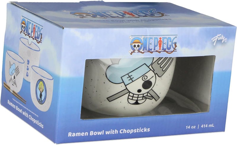 JUST FUNKY One Piece Ceramic Ramen Bowl Sanji Jolly Roger 2 Piece with Reusable Chopsticks for Kitchen Home Decor 14oz Bowl - Image 5