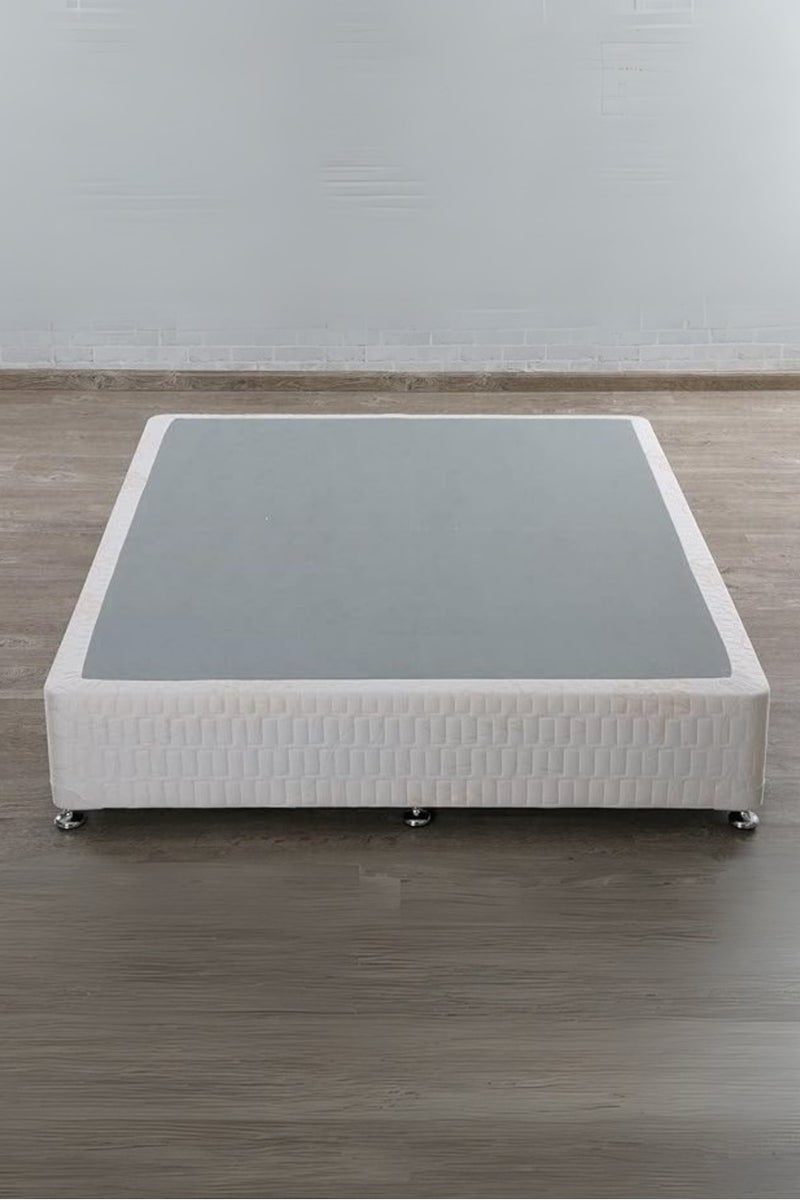 Karnak Premium Divan Bed Base with Chrome Legs – Super King Size 200cm x 200cm , White Woven Fabric – Modern Minimalist Foundation Platform for Mattress – Durable & Stylish Support - Image 2