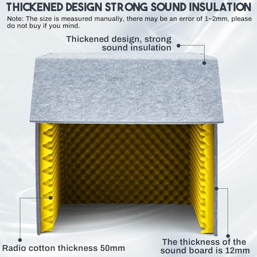 Pushglossy 28 x 28 x 28 Inch Desktop Soundproof Cover Portable Vocal Recording Booth Vocal Absorbing Shield Microphone Isolation Booth Cube for Sound Clearer Home Music Studio Podcast Recording Yellow - Image 3