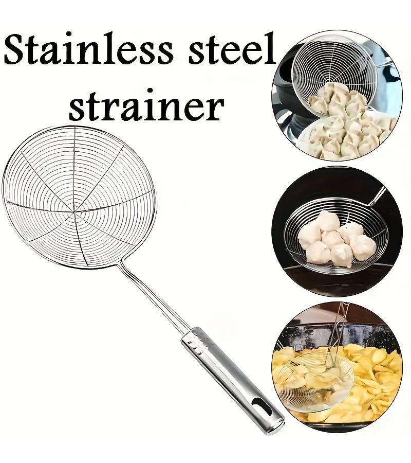 Stainless Steel Strainer Ladle 1pc Ergonomic Handle For Cooking Noodles - Image 5