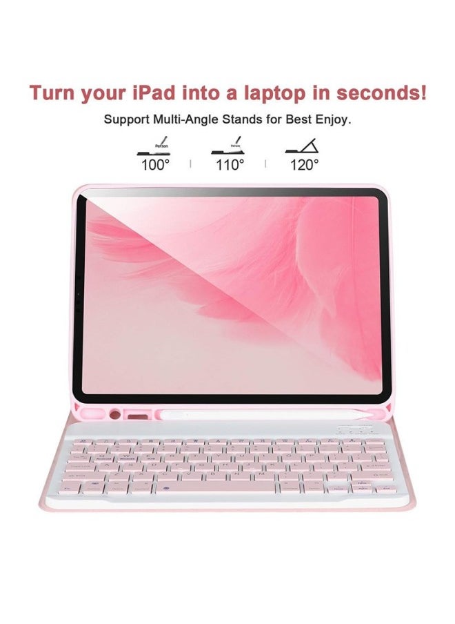 Generic For IPad Tablet PC Pro110.9 Inch Protective Case Detachable Bluetooth Keyboard Leather Case Built-in Pen Slot-Color:Misty Blue Leather Case + Mist Blue Square Cap Bluetooth Keyboard-Applicable Models:Ipad Pro 11inch (2022/2021/2020/2018)  - Image 4