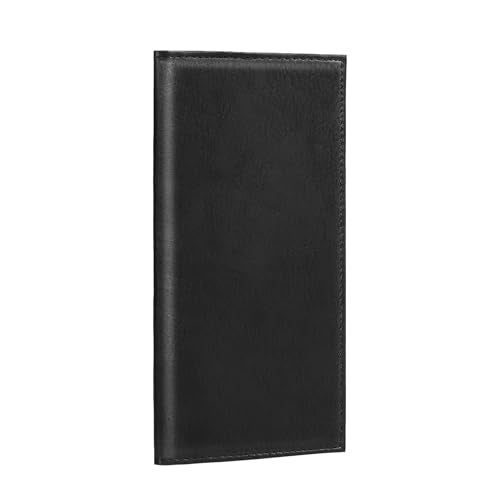 LLi Cufite Leather Checkbook Cover for Top & Side Tear Registers Duplicate Checks with Plastic Insert Flap Card Holder Pen Hoop Slim Wallet for Men Women - Image 1