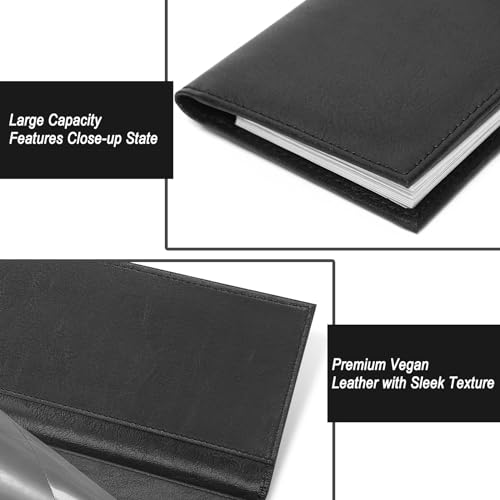 LLi Cufite Leather Checkbook Cover for Top & Side Tear Registers Duplicate Checks with Plastic Insert Flap Card Holder Pen Hoop Slim Wallet for Men Women - Image 5