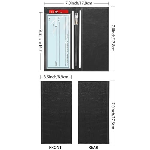 LLi Cufite Leather Checkbook Cover for Top & Side Tear Registers Duplicate Checks with Plastic Insert Flap Card Holder Pen Hoop Slim Wallet for Men Women - Image 3