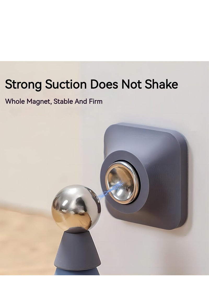 Magnetic Door Stopper Silicone Door Suction Punch-Free Door Stopper Anti-Collision Silicone Fixed Household Strong Magnetic Door Suction for Wall 2 Pcs Blue and White - Image 3