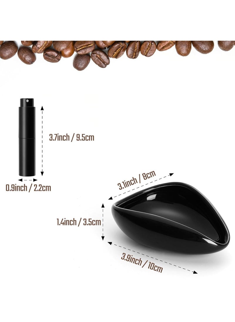 Coffee Bean Dosing Tray and Coffee Bean Spray 2-Piece Set Black