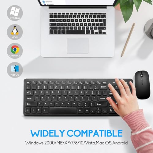 Guiheng Wireless Keyboard and Mouse Combo, Compact Quiet Wireless Keyboard and Mouse Set 2.4G Ultra-Thin Sleek Design for Windows, Computer, Desktop, PC, Notebook, Laptop (Black01) - Image 5