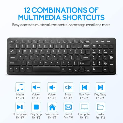 Guiheng Wireless Keyboard and Mouse Combo, Compact Quiet Wireless Keyboard and Mouse Set 2.4G Ultra-Thin Sleek Design for Windows, Computer, Desktop, PC, Notebook, Laptop (Black01) - Image 4