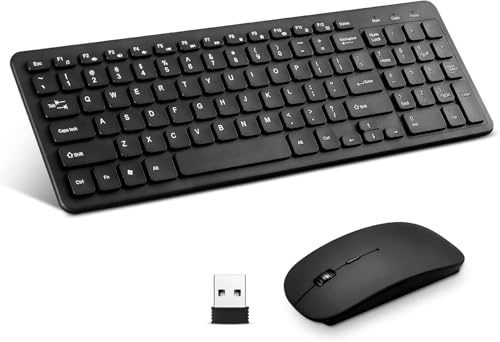 Guiheng Wireless Keyboard and Mouse Combo, Compact Quiet Wireless Keyboard and Mouse Set 2.4G Ultra-Thin Sleek Design for Windows, Computer, Desktop, PC, Notebook, Laptop (Black01) - Image 1