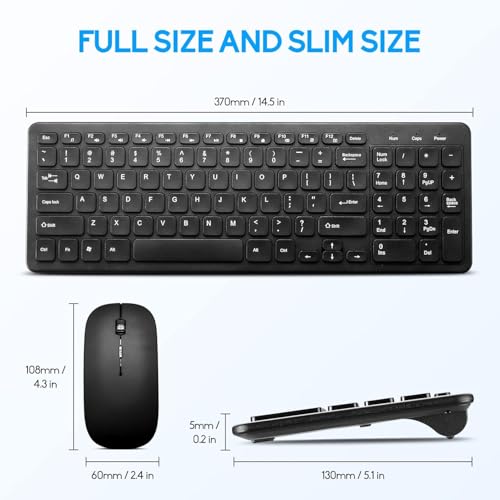 Guiheng Wireless Keyboard and Mouse Combo, Compact Quiet Wireless Keyboard and Mouse Set 2.4G Ultra-Thin Sleek Design for Windows, Computer, Desktop, PC, Notebook, Laptop (Black01) - Image 2