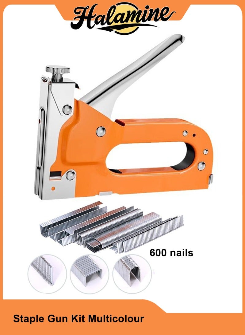 Halamine Staple Gun Kit with Staple Remover and 600Pcs Staples Selection Pack Kit，Hand Operated Carbon Steel Gun Tacker Tool for Upholstery, Fixing Material, Decoration, Carpentry, Furniture - Image 1