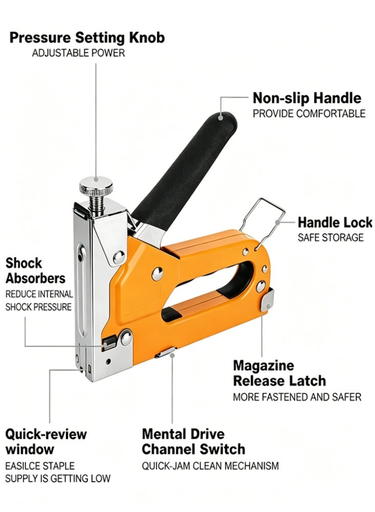 Halamine Staple Gun Kit,with Staple Remover and 600Pcs Staples Selection Pack Kit,Hand Operated Carbon Steel Gun,For Upholstery, Fixing Material, Decoration, Carpentry, Furniture - Image 2