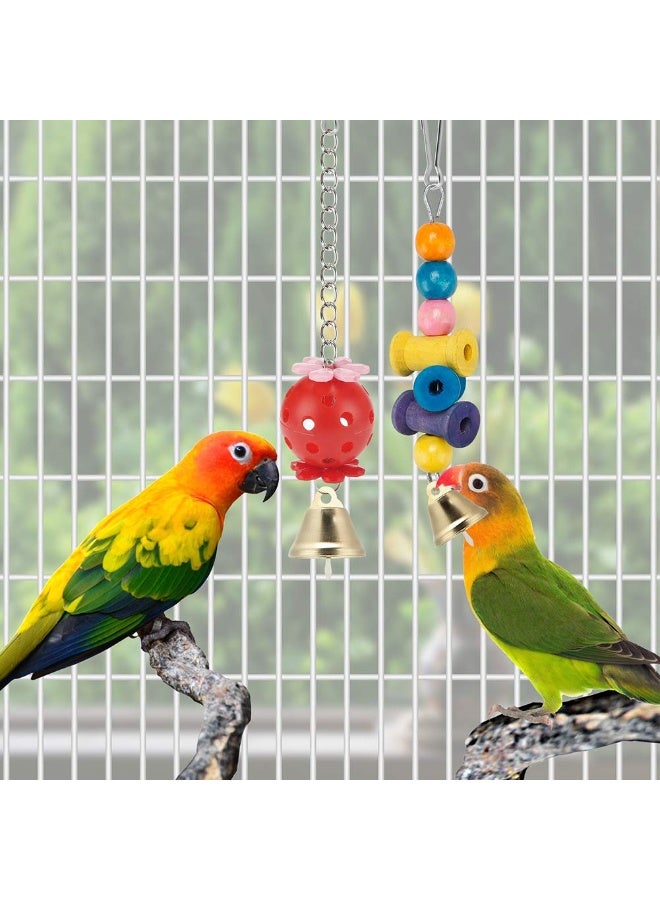 هاهاهاي مجموعة ألعاب أرجوحة خشبية للطيور والببغاوات - 11 قطعة مع سلم معلق للمضغ والتسلق لإكسسوارات قفص الطيور، لعبة خشبية آمنة للببغاء والكوكاتيل والكونيور وطيور الحب - Image 4