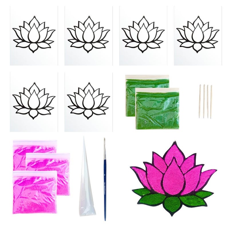 THE BROWN BOX-OHP Sheet Rangoli Making Kit,Reusable Rangoli Patches Making kit,Diwali,ganpati Decoration Kit.Lotus Rangoli - Image 3