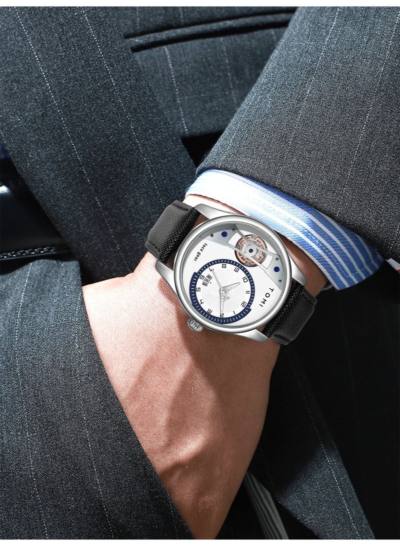 TOMI Men's Business Quartz Watch with Interchangeable Trendy Leather Straps, Elegant Gift Box Packaged for Gifting - Image 3