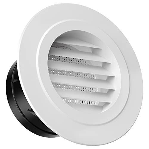 HG Power Soffit Vents 4 inch, Round Vent Cover with Built-in Screen Mesh, ABS Louver 4” Exhaust Vent for Exhaust Fan, HVAC Ducting, Bathroom, Kitchen, Garage Use, 100mm, White - Image 1