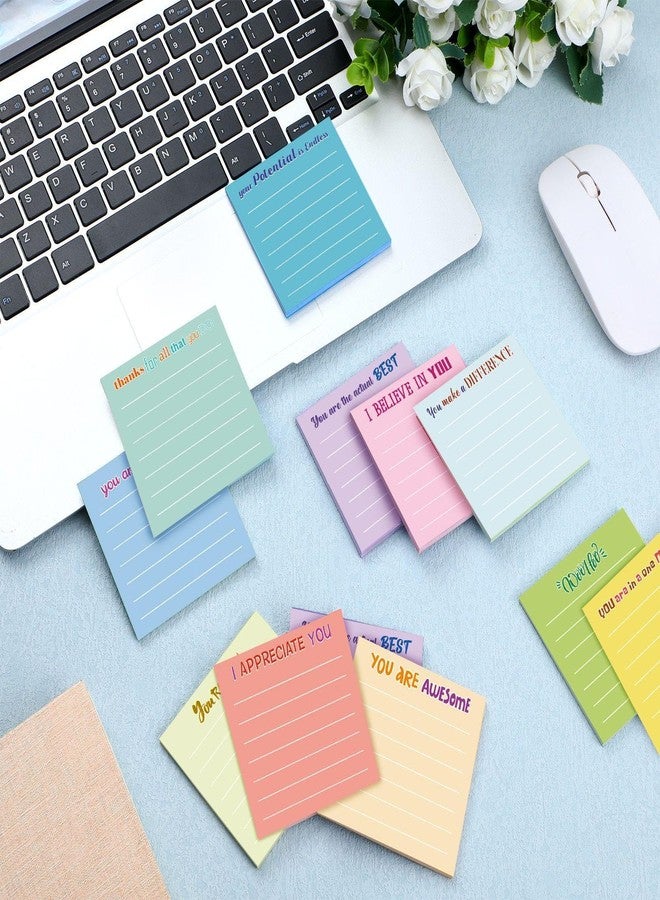 Yinder 24 Pcs Sticky Notes with Lines Cute Motivational Sticky Note Pad Sticky Notes Gifts for Women Coworkers Nurse Teacher School Office Supplies 3 x 3 Inch (Light Color Thankful) - Image 3
