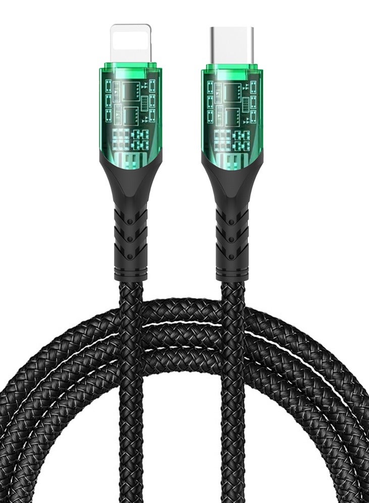 DOIT 3A Nylon Braided Charging Data Cable [Type C to Lightning, 150 cm], Fast Data sync & Charging Speed upto 480mbps, Universal Compatibility
 | See Through Design With Intelligent Display Lamp - Image 1