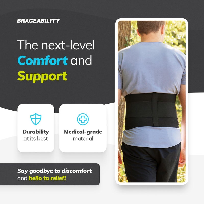 BraceAbility Elastic Low Back Brace - Compression Lower Back Support Belt for Sciatica, Heavy Lifting at Work, Herniated Disc, Workouts, Sleeping, Lumbar Support, Lower Back Pain in Women and Men (L) - Image 5