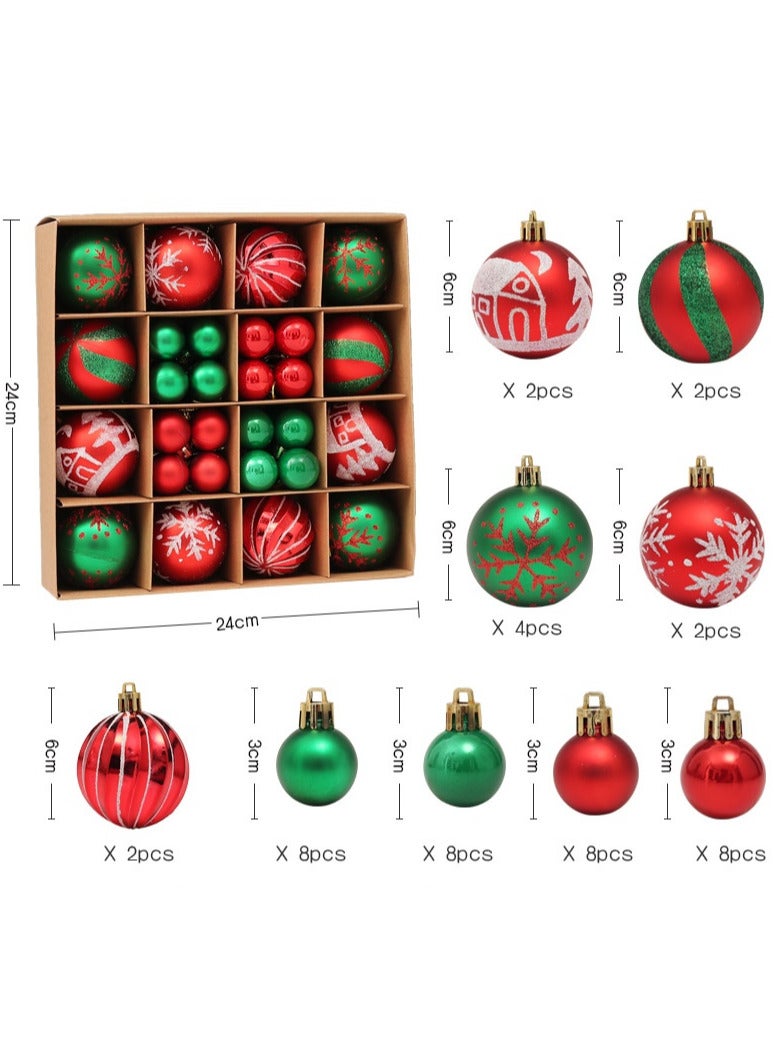 AUTOYSUR 44 Pcs Christmas Tree Balls Ornaments, Christmas Decorative Hanging Baubles for Home Party Holiday Wedding Tree Decorations (Red/Green) - Image 2