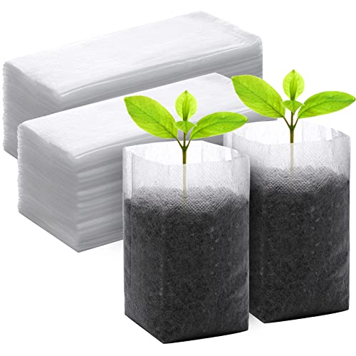 GREANER 200 PCS Nursery Bags, 5.5"x6.3" Non-Woven Fabric Seedling Bags Biodegradable for Home Garden Supply, Tree, Flower, Vegetable, Nursery Pots Container Plants Pouch - Image 1