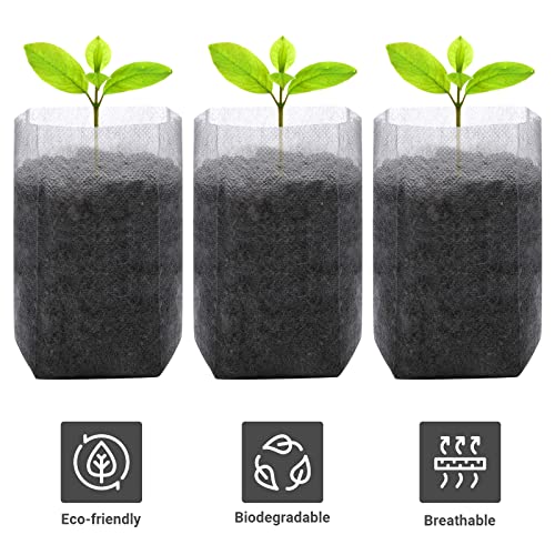 GREANER 200 PCS Nursery Bags, 5.5"x6.3" Non-Woven Fabric Seedling Bags Biodegradable for Home Garden Supply, Tree, Flower, Vegetable, Nursery Pots Container Plants Pouch - Image 4