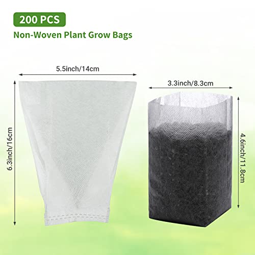 GREANER 200 PCS Nursery Bags, 5.5"x6.3" Non-Woven Fabric Seedling Bags Biodegradable for Home Garden Supply, Tree, Flower, Vegetable, Nursery Pots Container Plants Pouch - Image 3