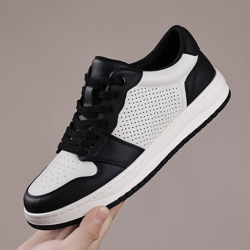 New Trendy Men''s Sneakers Made of Top-Layer Cowhide, Genuine Leather, Stylish and Versatile Sports Sneakers, Low-Top Breathable Casual Men''s Shoes - Image 1
