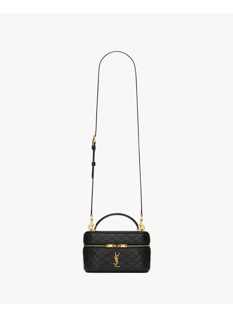 Yves Saint Laurent Luxury Gaby Mini Vanity Bag, Women's Travel Vanity Bag, Women's Tote Bag, Women's Hand Bag, Women's Shoulder Bag, Women's Cross Body Glossy-Black - Image 1