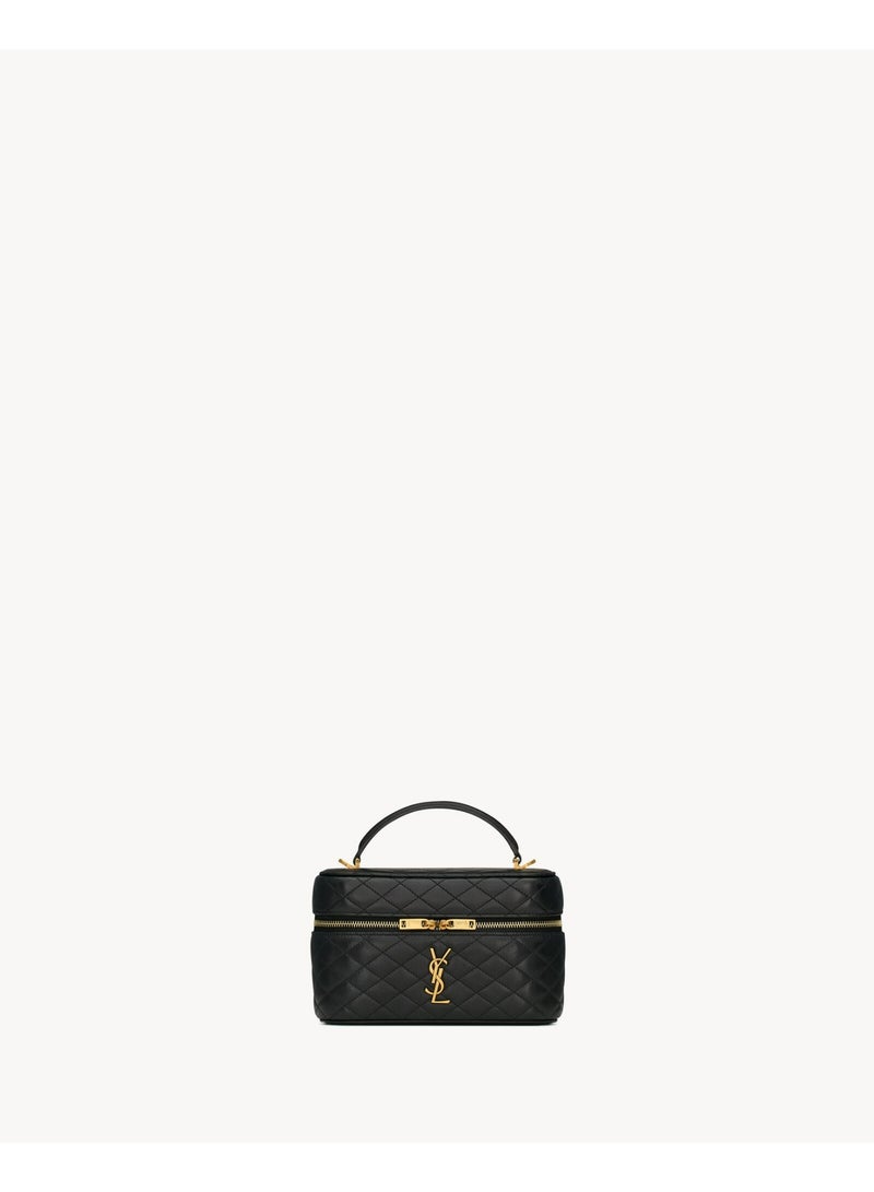 Yves Saint Laurent Luxury Gaby Mini Vanity Bag, Women's Travel Vanity Bag, Women's Tote Bag, Women's Hand Bag, Women's Shoulder Bag, Women's Cross Body Glossy-Black - Image 2