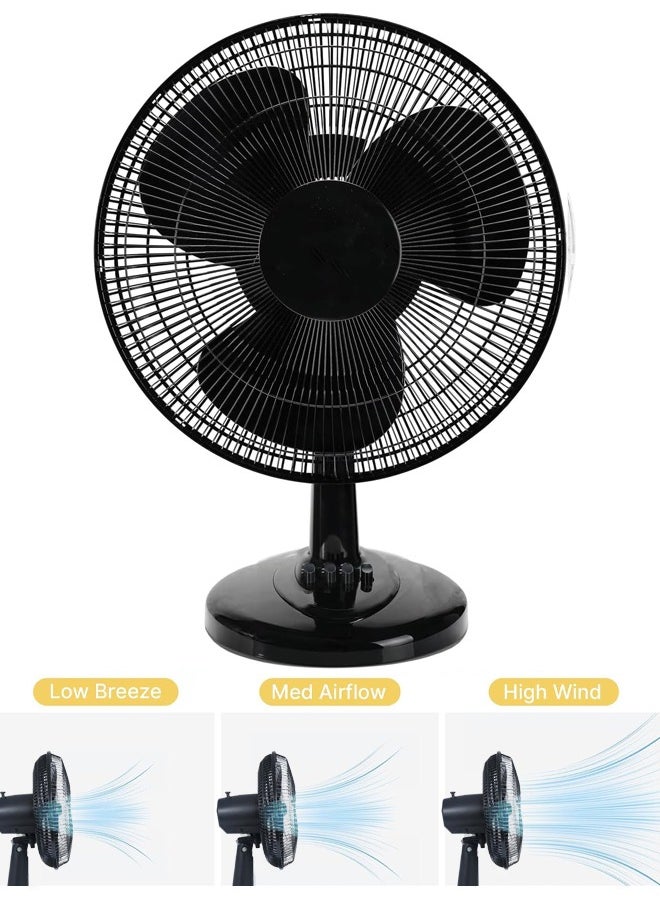 VUCATIN Oscillating Table Fan with Adjustable Tilt Convenient Push Button Controls Quiet 12 inch 3 Speed Desk Fan Airflow 15.75 ft/sec Ideal for Home Bedroom Dorm & Office (Black)  - Image 1