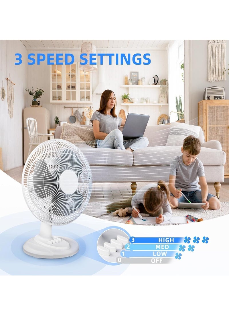 VUCATIN Oscillating Table Fan with Adjustable Tilt Convenient Push Button Controls Quiet 12 inch 3 Speed Desk Fan Airflow 15.75 ft/sec Ideal for Home Bedroom Dorm & Office (Black)  - Image 2