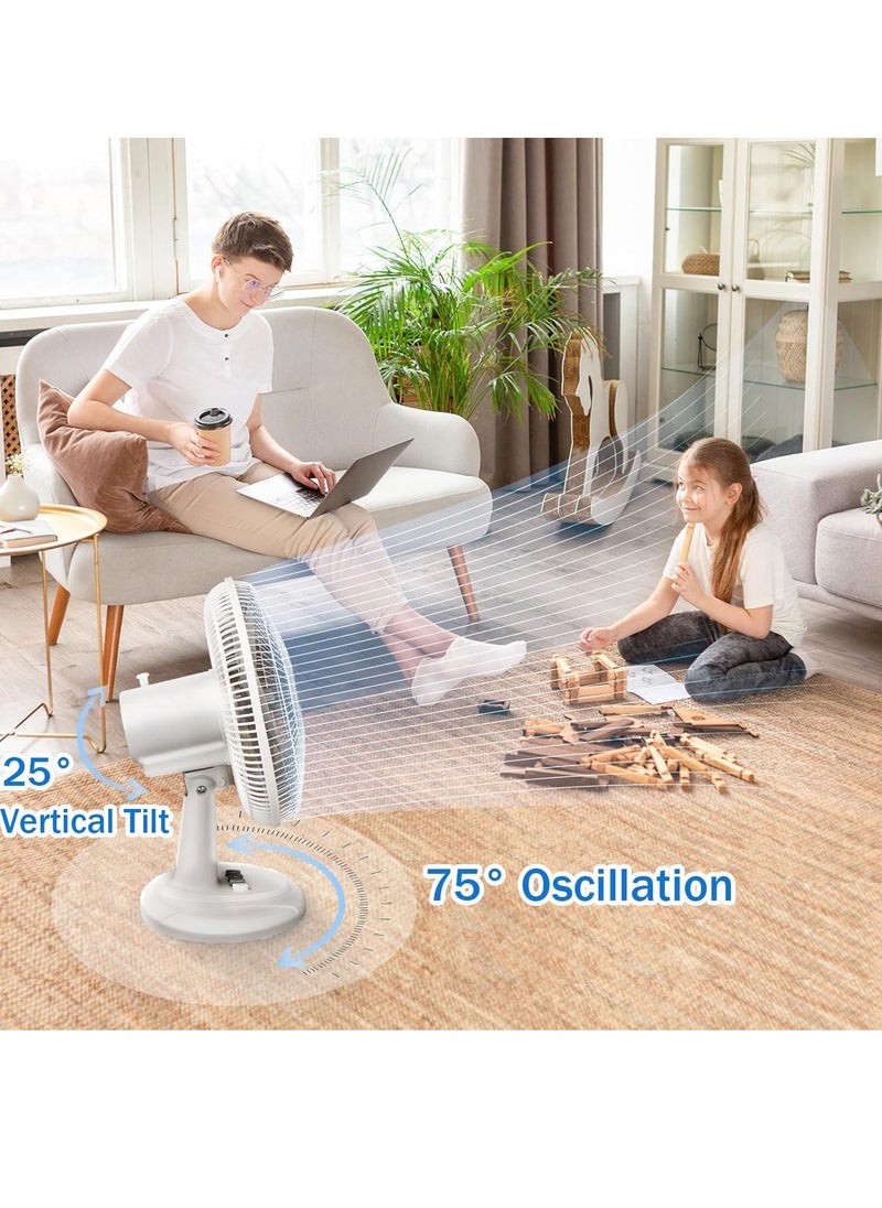 VUCATIN Oscillating Table Fan with Adjustable Tilt Convenient Push Button Controls Quiet 12 inch 3 Speed Desk Fan Airflow 15.75 ft/sec Ideal for Home Bedroom Dorm & Office (Black)  - Image 4