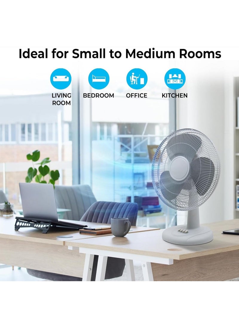 VUCATIN Oscillating Table Fan with Adjustable Tilt Convenient Push Button Controls Quiet 12 inch 3 Speed Desk Fan Airflow 15.75 ft/sec Ideal for Home Bedroom Dorm & Office (Black)  - Image 3
