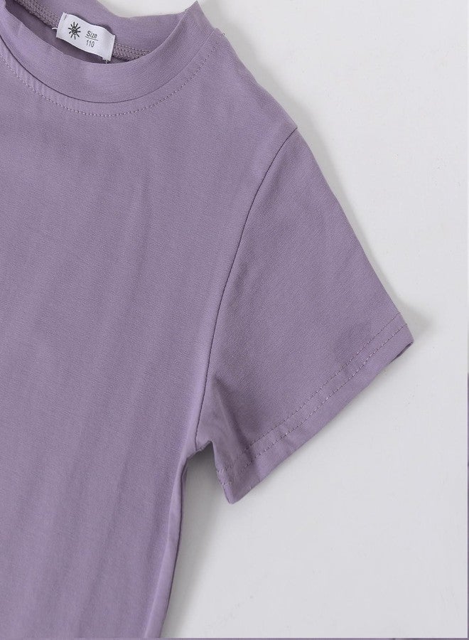 ACESTAR Toddler Baby Boys Girls Summer Clothes Set - Cotton Solid Plain Short Sleeve T-Shirt Tops + Shorts Cute Outfits Set (Purple,100/2T-3T) - Image 4