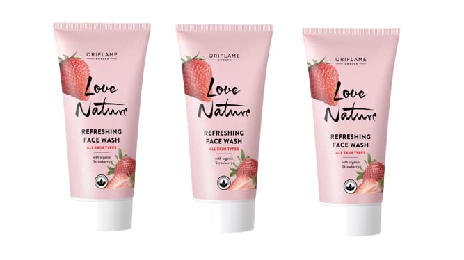 Oriflame Oriflame love nature refreshing face wash with organic strawberry 50 x 3 ml Pack of 3 - Image 1