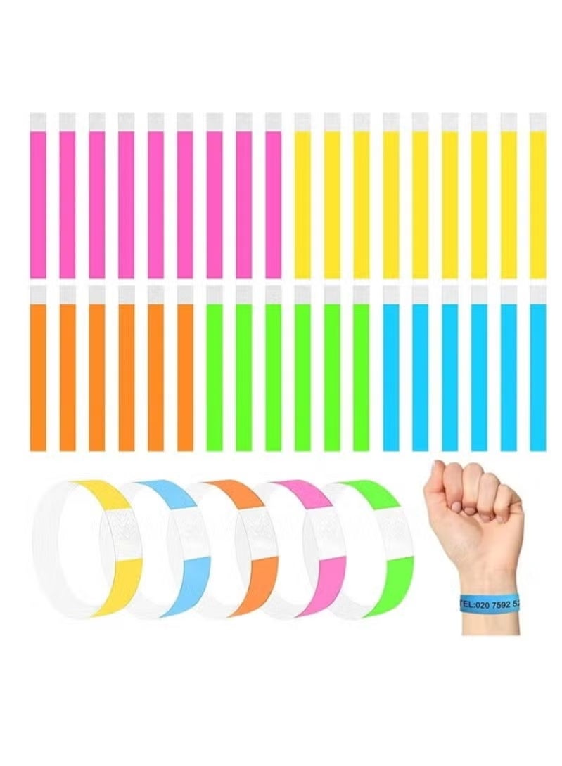 Arabest Wristbands For Events Colored Paper 100Pcs 25Cm Custom Entry Neon For Security Parties Festivals 5 Colors - Image 1