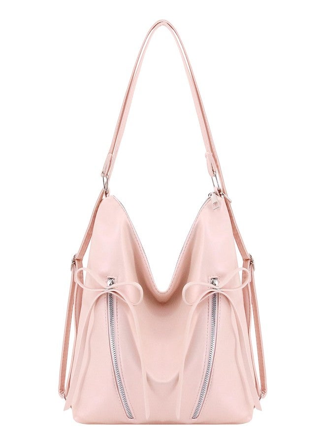 Naimo Womens Cute Bow Shoulder Bag Large Tote Handbag Hobo Bags Leather Convertible Backpack Y2K Purse - Image 1