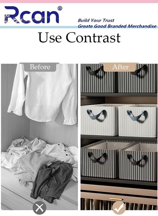 Rcan 3pcs Wardrobe Clothes Organizer Foldable Closet Storage Organizer with Steel Frame for Clothes Jeans Washable Closet Storage Boxes with Carrying Handles Cube Storage Bin for Home Bedroom Office - Image 4