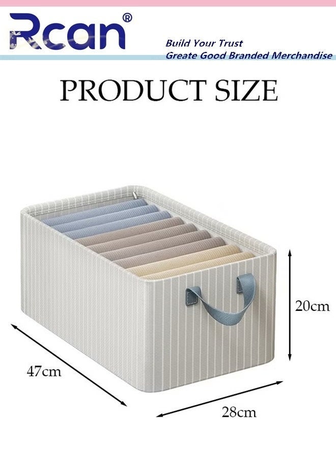 Rcan 3pcs Wardrobe Clothes Organizer Foldable Closet Storage Organizer with Steel Frame for Clothes Jeans Washable Closet Storage Boxes with Carrying Handles Cube Storage Bin for Home Bedroom Office - Image 2