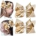 Jeffan 2 PCS 6 Inches Gold Sequins Large Bows Alligator Hair Clip Hair Barrettes Accessories for Women Teens Girls Kids (Gold) - Image 2