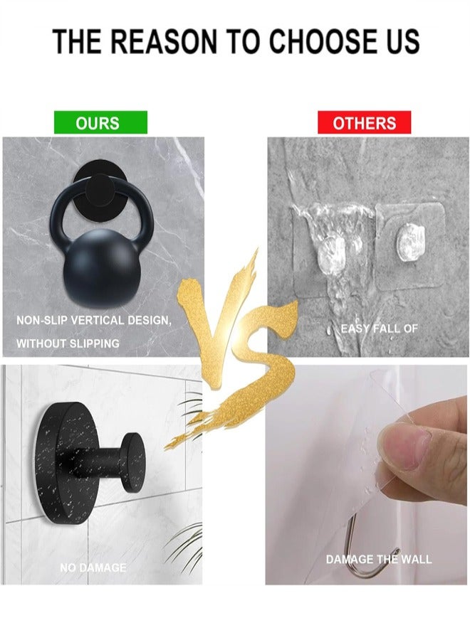 No-Drill Hooks, 2pcs Waterproof Suction Cup Hooks, Stainless Steel Vacuum Suction Cup Hooks for Shower Bathroom Kitchen Glass Door Mirror Hanging Towels, Black - Image 5