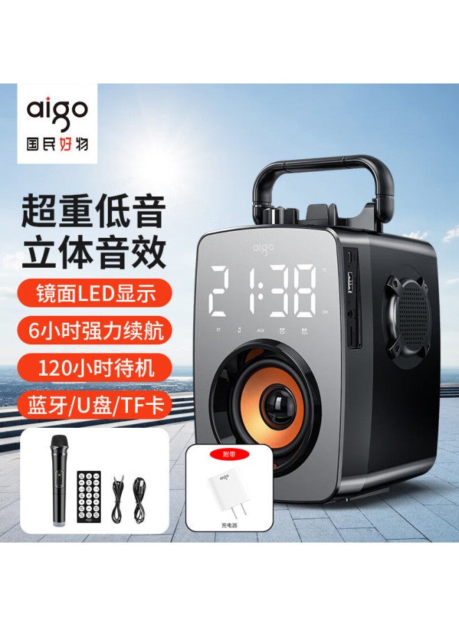 aigo Wireless Bluetooth Speaker Outdoor Square Dance Audio Large Volume Portable Bass Speaker Premium Edition Display Screen - Image 2