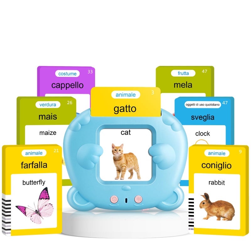 AHJ Italian English Talking Flash Cards for Toddlers Bilingual Flash Cards for Toddlers with 224 Sight Words Montessori Learning Toys Speech Therapy Sensory Preschool Education Gifts for Kids - Image 3