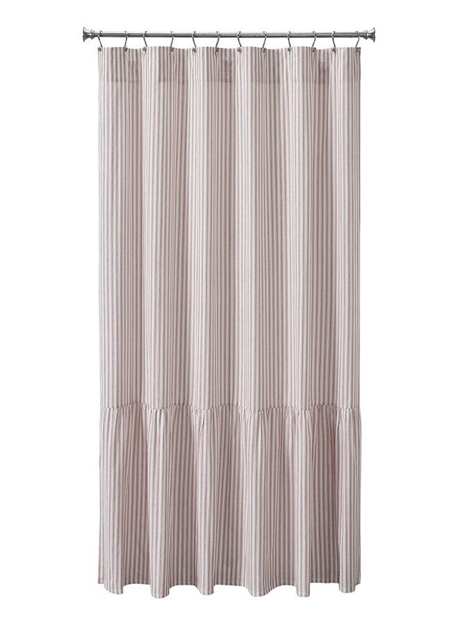 Piper Classics Timeless Ticking Red Stripe Ruffled Shower Curtain, Country Farmhouse, Christmas Bathroom Décor, 72'L x 72" W - Image 3
