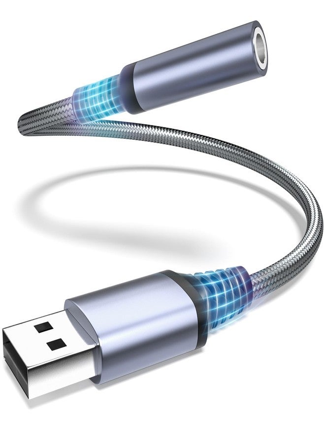 OITYEUF USB to 3.5mm Jack Audio Adapter, USB to Audio Aux Cable External Stereo Sound Card, USB to 3.5mm TRRS Female Headset for PS4/PS5/Headphone/Mac/Linux/PC Windows/Laptop/Desktops/Docking Station (Gray) - Image 1