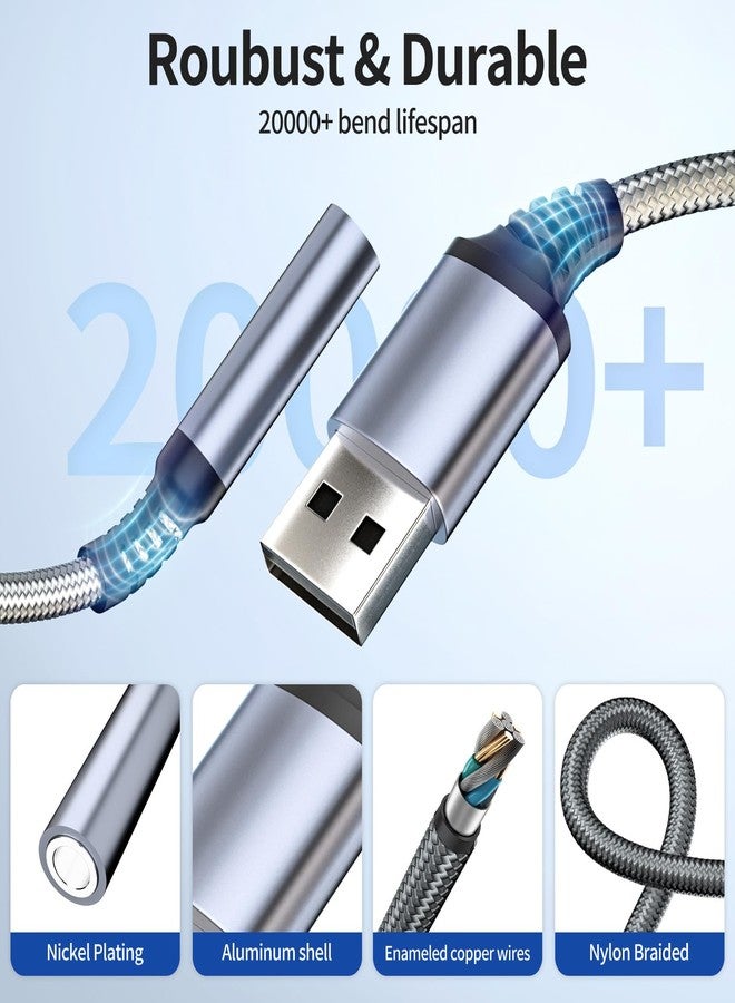 OITYEUF USB to 3.5mm Jack Audio Adapter, USB to Audio Aux Cable External Stereo Sound Card, USB to 3.5mm TRRS Female Headset for PS4/PS5/Headphone/Mac/Linux/PC Windows/Laptop/Desktops/Docking Station (Gray) - Image 4