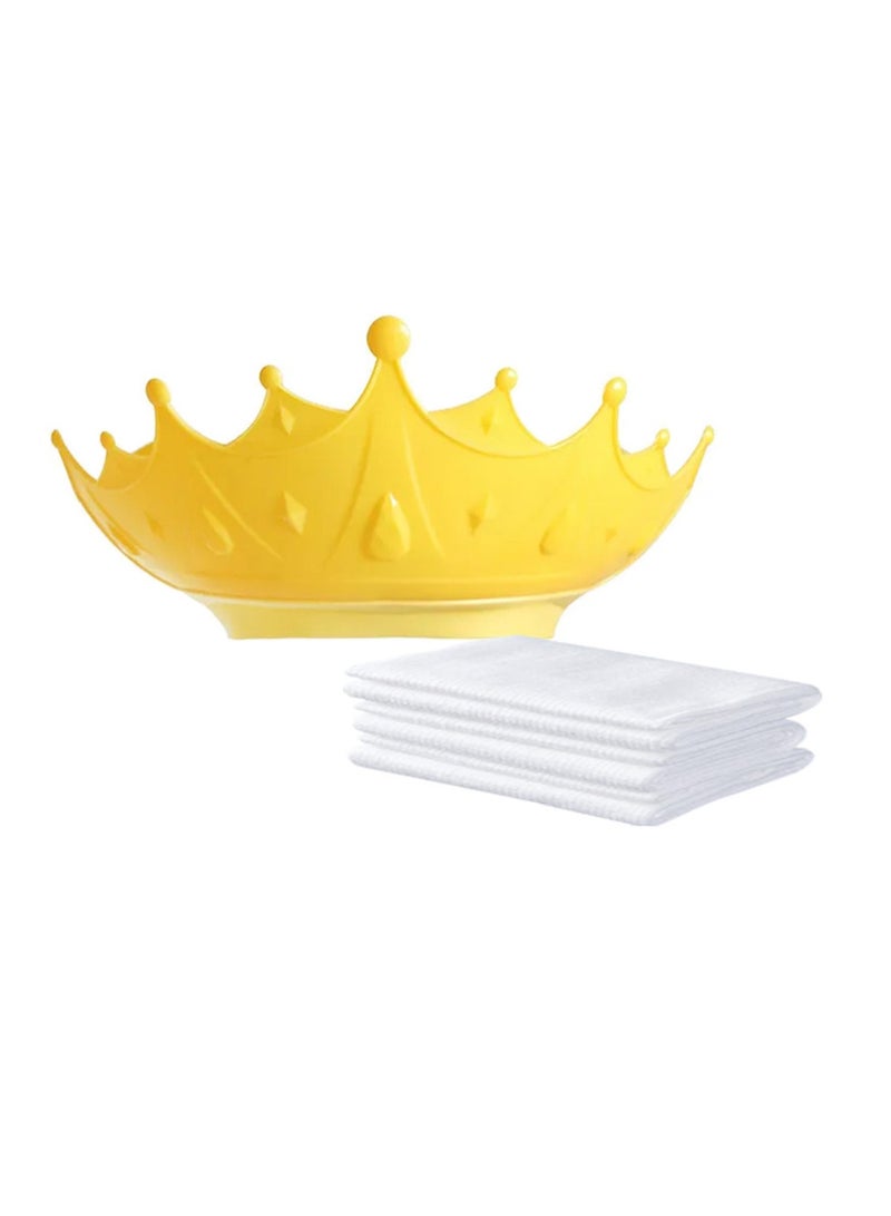 STAR BABiES Combo Pack Kids Crown Shower Cap Disposable Towel Pack Of 3 - Yellow - Image 1