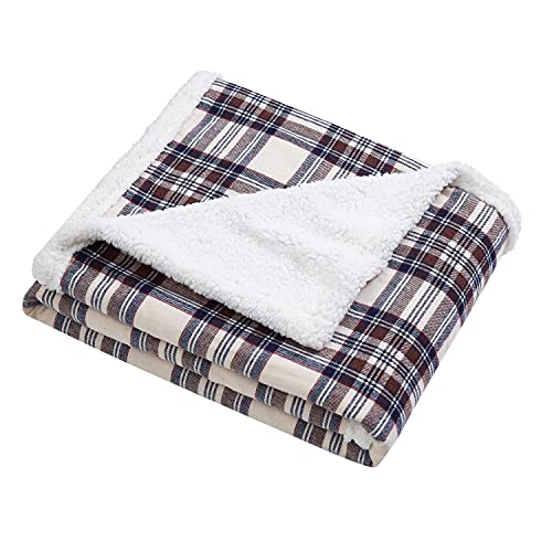 Eddie Bauer - Blanket, Soft Reversible Sherpa & Brushed Fleece Bedding, Perfect for Lounging, Dorm Essentials (Edgewood Plaid Khaki) - Image 2