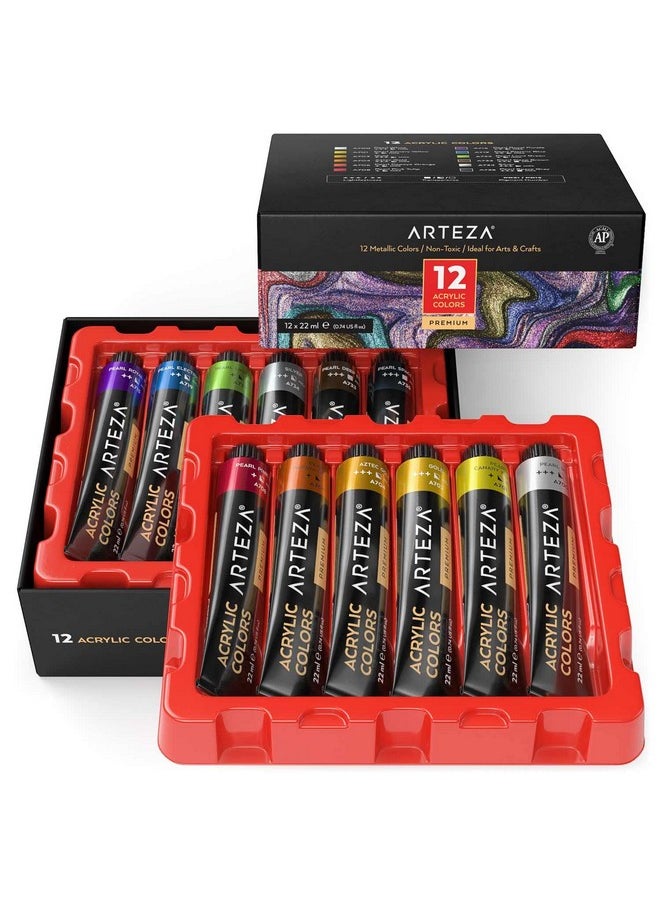 ARTEZA Metallic Acrylic Colours Set - 22ml - Assorled Colour Set of 12 - pzsku/Z23BA431F723930121F50Z/45/_/1740982527/c7c48970-1731-4b2a-bede-1a9f29f2cc70